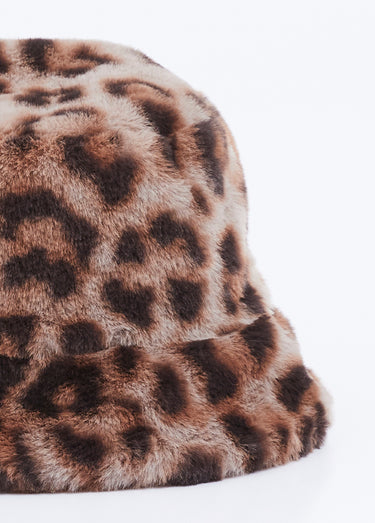 Chapeau seau bob fausse fourrure Imprime Marron