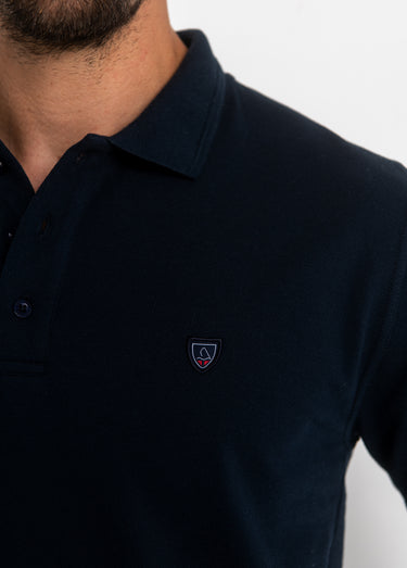 Polo manches courtes uni maille piquée Marine