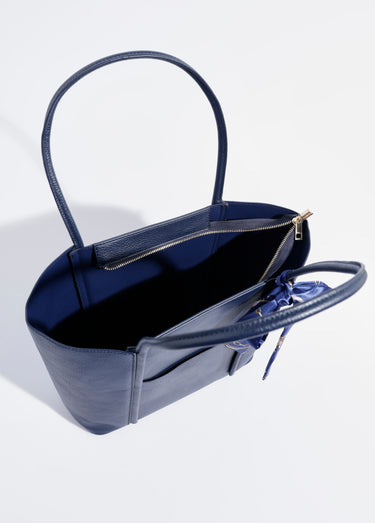 Sac shopping anses courtes + foulard Marine