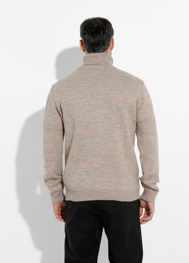 Pull col roulé chaud en laine majoritaire Beige