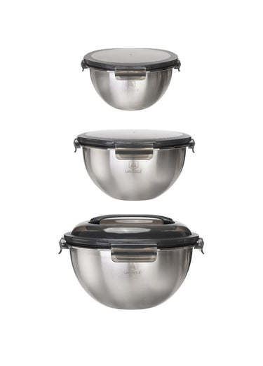 Set 3 bols de conservation en inox Gris