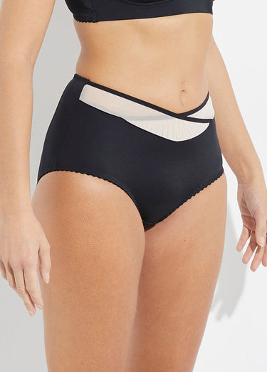 Culotte midi taille normale tulle et microfibre Noir