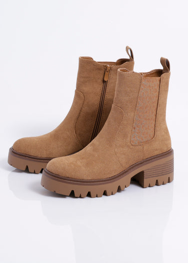 Boots style creepers avec détail léopard Camel