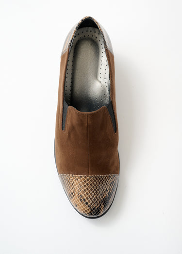 Mocassins compensés largeur confort élastiqués Marron