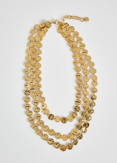 Collier 3 rangs pastilles en acier inox Dore