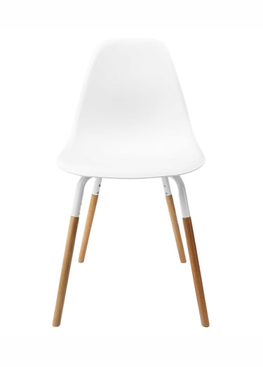 Set 4 Chaises coque claires, pieds bois Blanc
