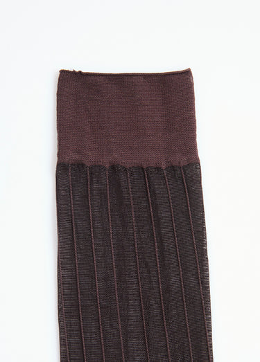 Chaussettes voile à côtes Marron