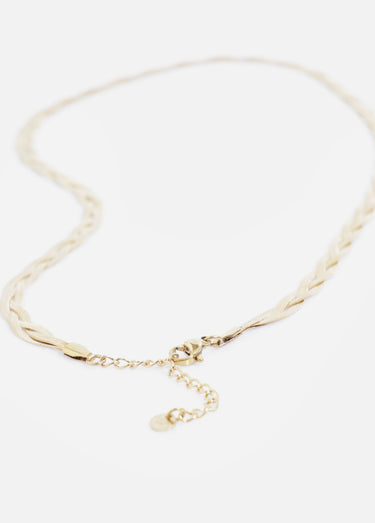 Collier acier inox tressé maille serpent Dore