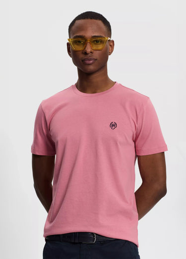 T-shirt col rond essentiel, logo poitrine Rose