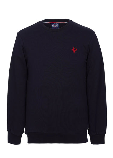 Sweat molletonné col rond manches longues Marine