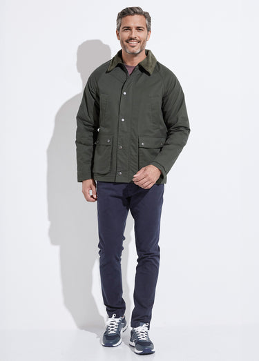 Veste anglaise chic ouatinée col velours Kaki