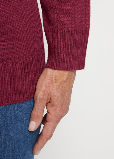 Pull col polo maille épaisse Prune