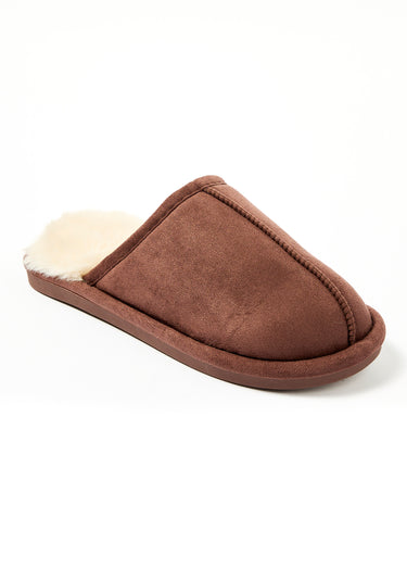 Chaussons fourrés chauds en suédine Marron
