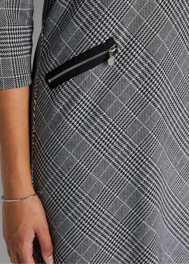 Robe courte droite jacquard carreaux Noir / Blanc