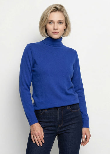 Pull doux col roulé manches longues Bleu