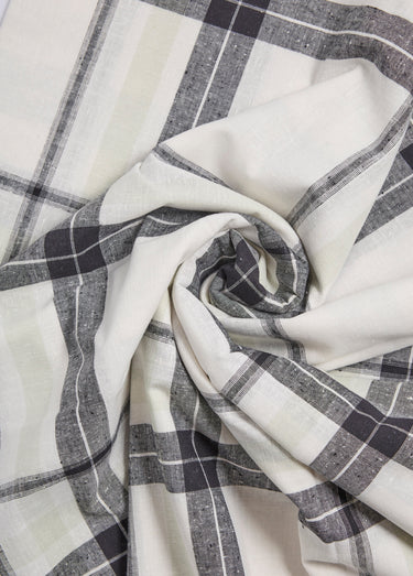 Coupon tissu carreaux bicolores, Petra Carreaux Noir