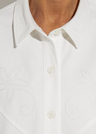 Veste surchemise en coton broderie anglaise Blanc