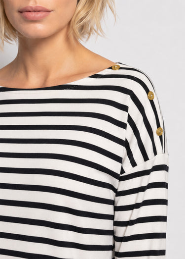 T-shirt marinière rayé manches 3/4 Noir / Blanc