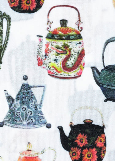 Coupon tissu voile, motif théières Imprime Theiere