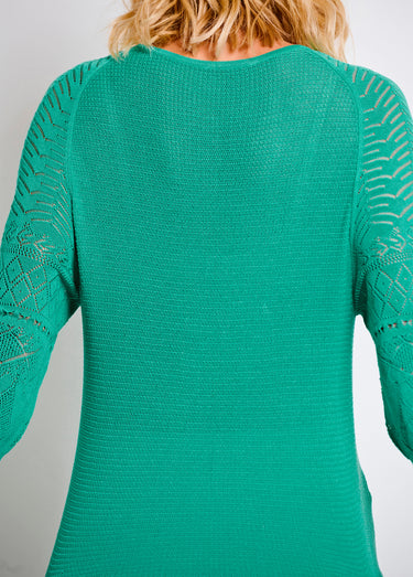 Pull léger manches 3/4 raglan col rond Aqua