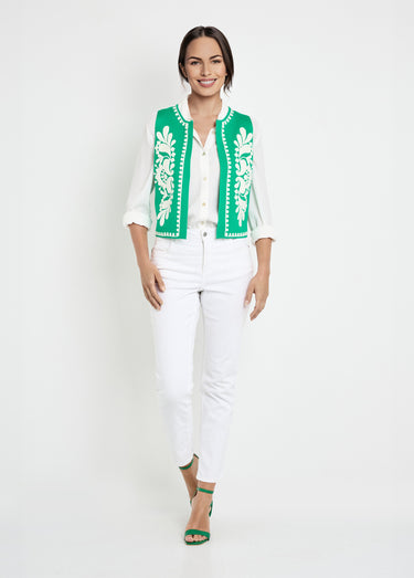 Gilet sans manches en maille et broderies Vert