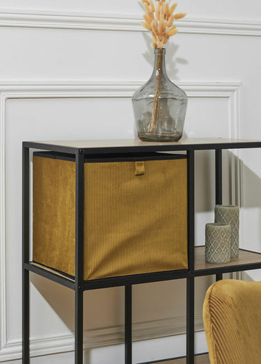 Cube de rangement pliable en velours Moutarde