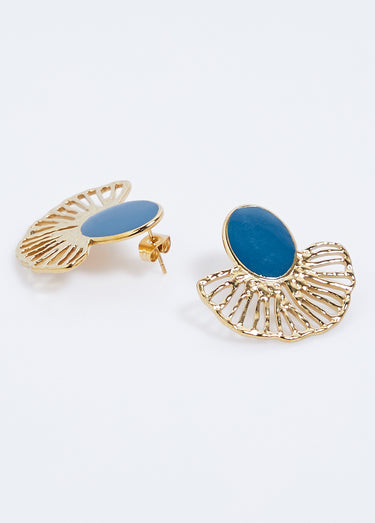Boucles d'oreilles fantaisie colorée Dore/Bleu