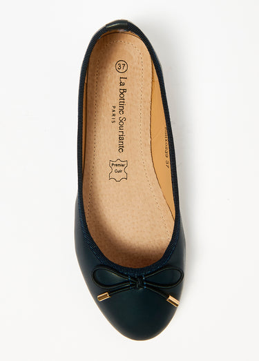 Ballerines talon plat et petit noeud Marine