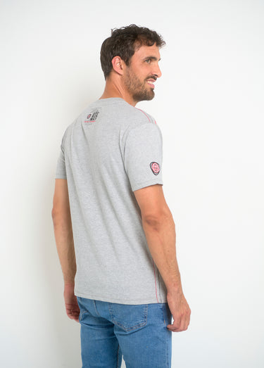 T-shirt homme col rond et inscriptions Gris