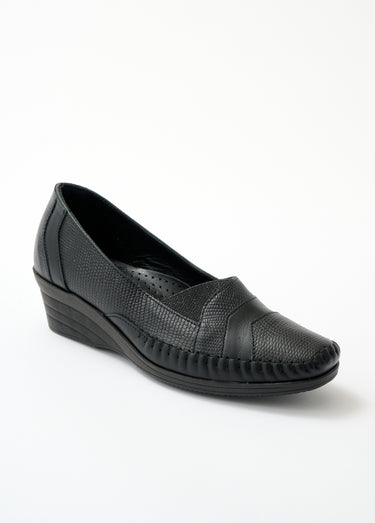 Mocassins cuir largeur confort bi-matière Noir