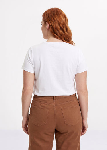 T-shirt col rond avec broderie Coucou Blanc / Doré