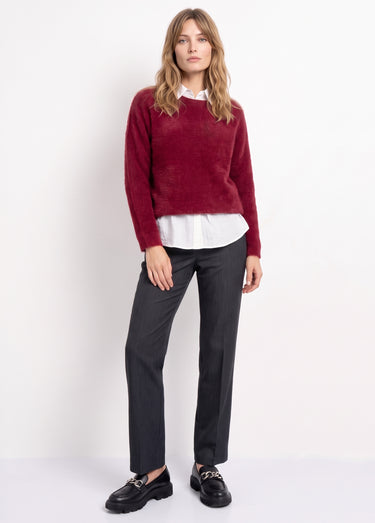Pantalon taille semi-élastiquée droit Gris