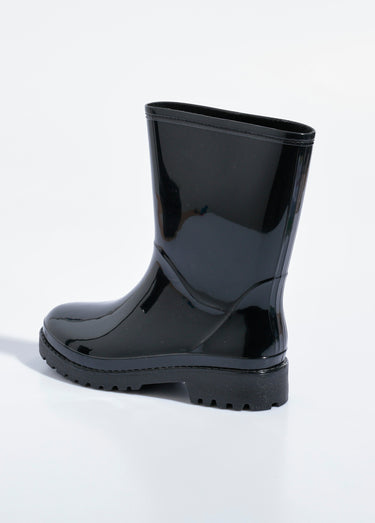 Bottines de pluie unies, semelle crantée Noir