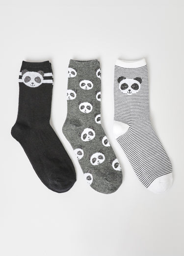 Chaussettes assorties, thème panda Gris/Noir