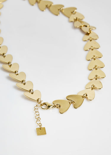 Collier acier inox avec maillons coeurs Dore