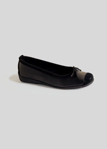 Ballerines en cuir, largeur standard Noir