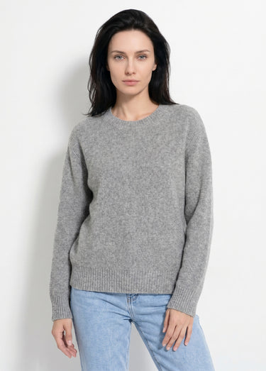 Pull chaud côtelé avec laine et fibres recyclées Gris Chine