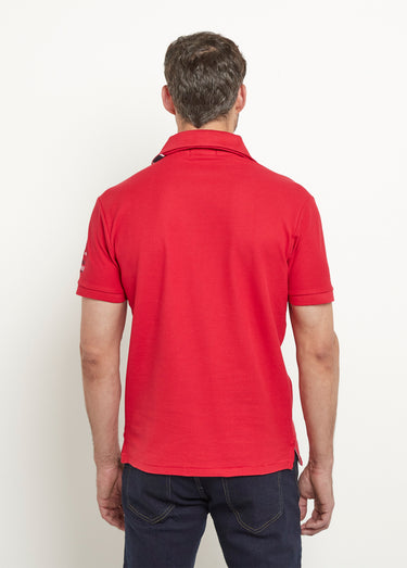 Polo détail revers col et motif placé Rouge