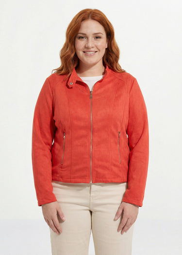 Veste courte suédine style perfecto Orange