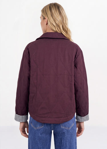 Veste matelassée poignets revers vichy Bordeaux