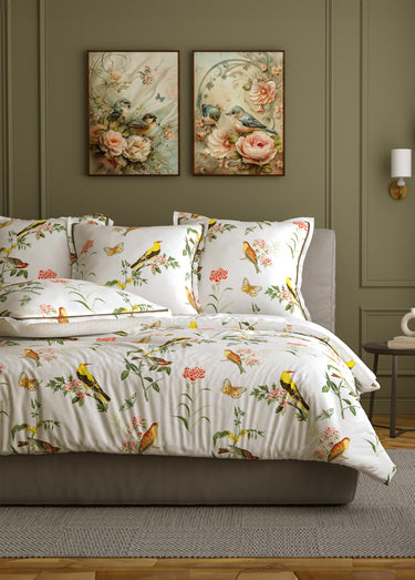 Parure de lit 3 pièces avec housse de couette, jardin Imprime Orange