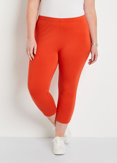 Legging court coton taille élastiquée Orange