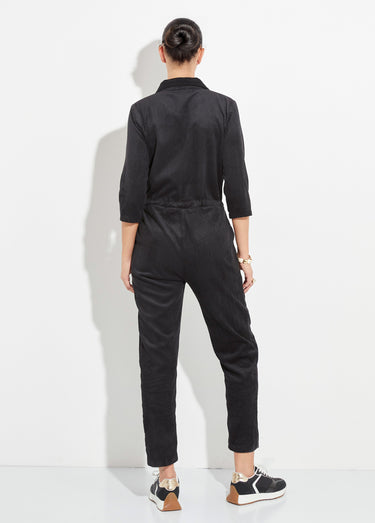 Combipantalon en velours à grosses cotes Noir