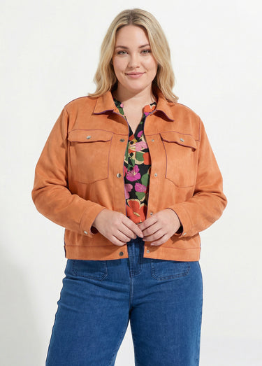 Veste en suédine détails contrastants Orange Vif