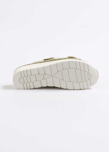 Mules brides à boucle et effet python Vert