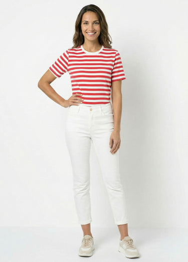 T-shirt marinière en coton stretch Rouge/Blanc