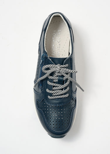 Baskets zippées en cuir compensées Marine