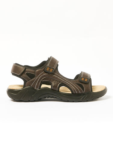 Sandales confortables cuir, 3 brides Marron