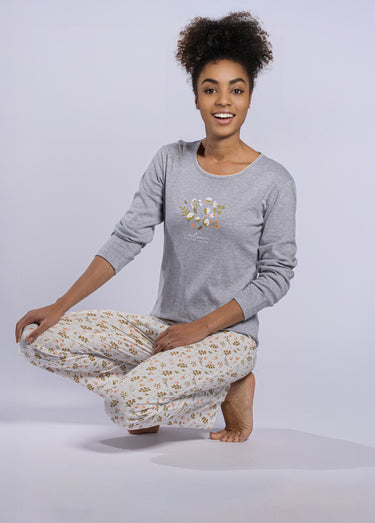 Pyjama manches longues motif placé Gris Chine/Imprime