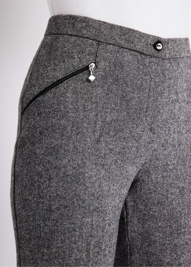 Pantalon droit chevrons ou chiné entrejambe 70 cm Chine Gris